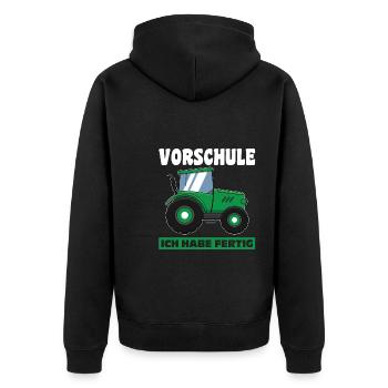 Vorschule Traktor Vorschulkind Geschenk - Unisex Premium Bio Zip Hoodie - Schwarz - Hinten - Nico (187cm)