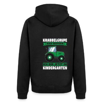 Kindergarten Traktor Kita-Kind Geschenk - Unisex Premium Bio Zip Hoodie - Schwarz - Hinten - Nico (187cm)