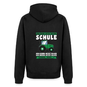 Schulkind Traktor Einschulung Geschenk - Unisex Premium Bio Zip Hoodie - Schwarz - Hinten - Nico (187cm)