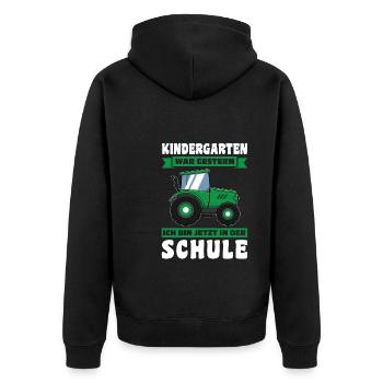 Schulkind Traktor Einschulung Geschenk - Unisex Premium Bio Zip Hoodie - Schwarz - Hinten - Nico (187cm)