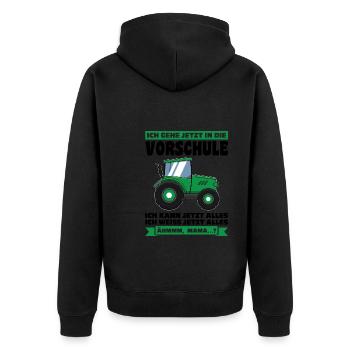 Vorschule Traktor Vorschüler Geschenk - Unisex Premium Bio Zip Hoodie - Schwarz - Hinten - Nico (187cm)