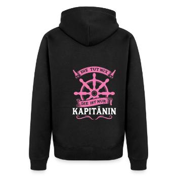 Kapitänin Boot Segelboot Geschenk - Unisex Premium Bio Zip Hoodie - Schwarz - Hinten - Nico (187cm)