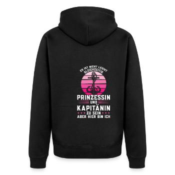 Kapitänin Boot Bootsfahrerin Geschenk - Unisex Premium Bio Zip Hoodie - Schwarz - Hinten - Nico (187cm)