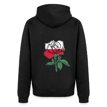 Flag Rose Polish Flag Roots Gift - Unisex Premium Organic Zip Hoodie - black - Back - Nico (187cm)