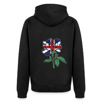 Flagge Rose Britische Flagge Wurzeln Geschenk - Unisex Premium Bio Zip Hoodie - Schwarz - Hinten - Nico (187cm)