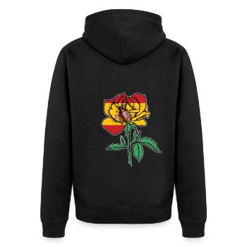 Flag Rose Roots Spanish Flag Gift - Unisex Premium Organic Zip Hoodie - black - Back - Nico (187cm)