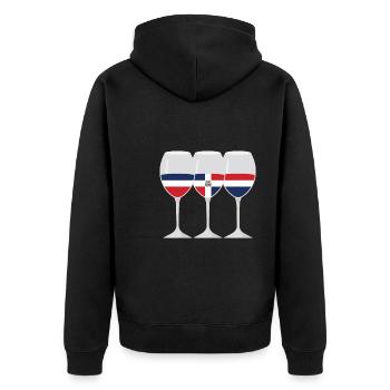 Flagge Weinglas Dominikanische Republik Geschenk - Unisex Premium Bio Zip Hoodie - Schwarz - Hinten - Nico (187cm)