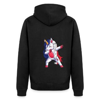 Flag Unicron French roots French - Unisex Premium Organic Zip Hoodie - black - Back - Nico (187cm)