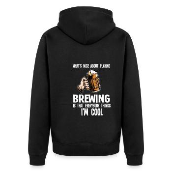 Brauerei Bier Geschenk - Unisex Premium Bio Zip Hoodie - Schwarz - Hinten - Nico (187cm)