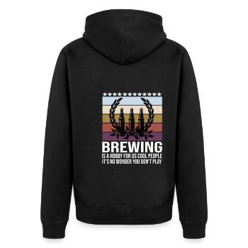 Brauerei Bier Geschenk - Unisex Premium Bio Zip Hoodie - Schwarz - Hinten - Nico (187cm)
