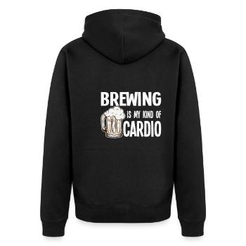 Brauerei Bier Geschenk - Unisex Premium Bio Zip Hoodie - Schwarz - Hinten - Nico (187cm)