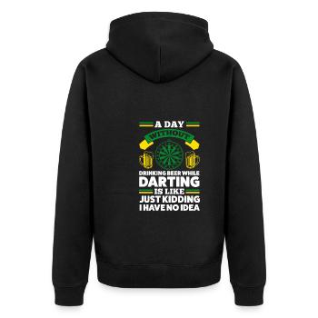 Darts Game Darts Player Gift - Unisex Premium Organic Zip Hoodie - black - Back - Nico (187cm)