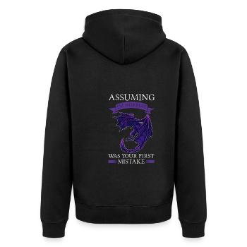 Dragon Dragon Mythical Creature Gift - Unisex Premium Organic Zip Hoodie - black - Back - Nico (187cm)