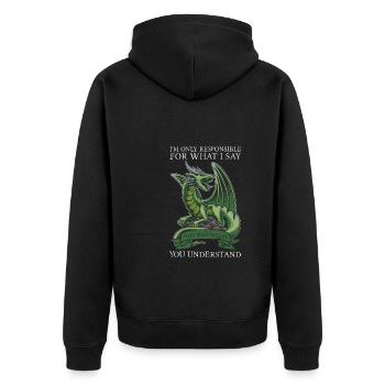 Dragon Dragon Mythical Creature Gift - Unisex Premium Organic Zip Hoodie - black - Back - Nico (187cm)