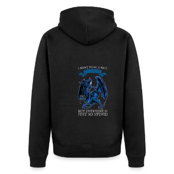 Dragon Dragon Mythical Creature Gift - Unisex Premium Organic Zip Hoodie - black - Back - Nico (187cm)