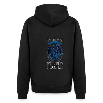 Dragon Dragon Mythical Creature Gift - Unisex Premium Organic Zip Hoodie - black - Back - Nico (187cm)