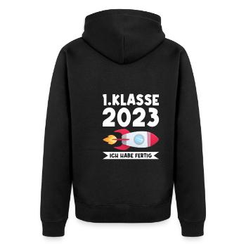 1.Klasse 2023 Rakete Erstklässler 2023 Geschenk - Unisex Premium Bio Zip Hoodie - Schwarz - Hinten - Nico (187cm)