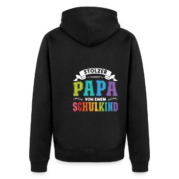 Papa Schulkind Schulanfänger Geschenk - Unisex Premium Bio Zip Hoodie - Schwarz - Hinten - Nico (187cm)