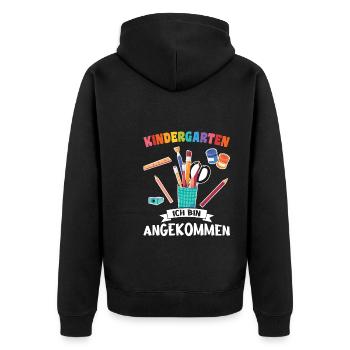 Kindergarten Anfang Kindergartenkind Geschenk - Unisex Premium Bio Zip Hoodie - Schwarz - Hinten - Nico (187cm)