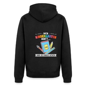 Kindergarten Anfang Kita-Anfänger Geschenk - Unisex Premium Bio Zip Hoodie - Schwarz - Hinten - Nico (187cm)