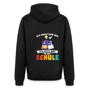 Schulkind Schulanfang Schulanfänger Geschenk - Unisex Premium Bio Zip Hoodie - Schwarz - Hinten - Nico (187cm)