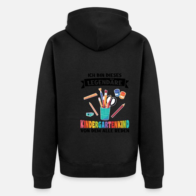 Kindergarten Anfang Kindergartenanfänger Geschenk - Unisex Premium Bio Zip Hoodie - Schwarz