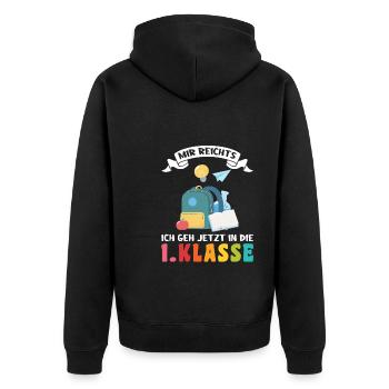 1.Klasse Schulanfang Schulanfänger Geschenk - Unisex Premium Bio Zip Hoodie - Schwarz - Hinten - Nico (187cm)