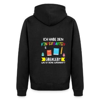 Kindergarten Abschluss Kindergarten-Abschluss Gesc - Unisex Premium Bio Zip Hoodie - Schwarz - Hinten - Nico (187cm)