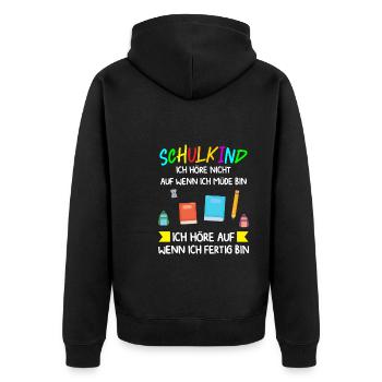 Schulkind Schulanfang Schulanfänger Geschenk - Unisex Premium Bio Zip Hoodie - Schwarz - Hinten - Nico (187cm)