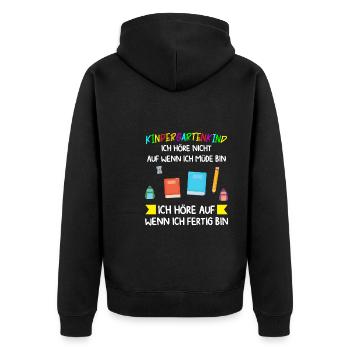 Kindergarten Anfang Kindergartenanfänger Geschenk - Unisex Premium Bio Zip Hoodie - Schwarz - Hinten - Nico (187cm)