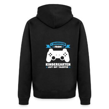 Kindergarten Gaming Kita-Kind Geschenk - Unisex Premium Bio Zip Hoodie - Schwarz - Hinten - Nico (187cm)