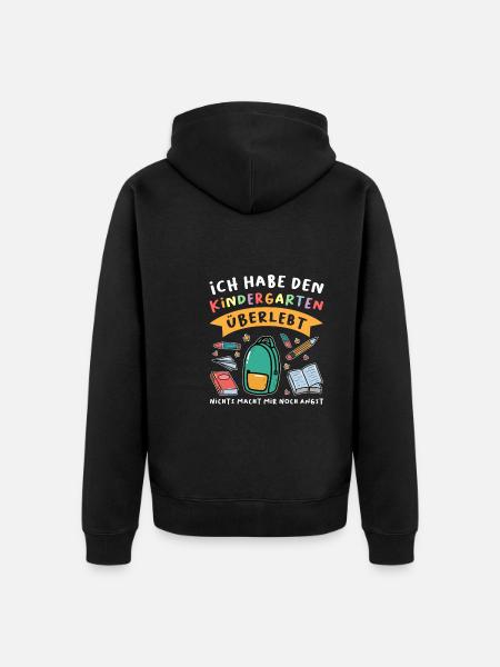 Kindergarten Anfang Kindergartenanfänger Geschenk - Unisex Premium Bio Zip Hoodie - Schwarz