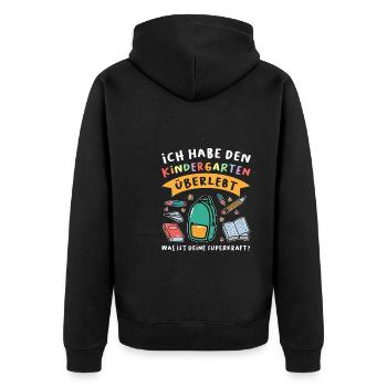 Kindergarten Abschluss Kindergartenkind Geschenk - Unisex Premium Bio Zip Hoodie - Schwarz - Hinten - Nico (187cm)