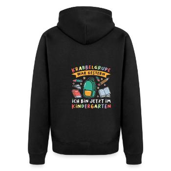 Kindergarten Anfang Kindergartenanfänger Geschenk - Unisex Premium Bio Zip Hoodie - Schwarz - Hinten - Nico (187cm)