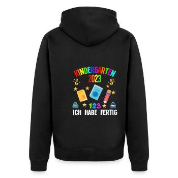 Kindergarten 2023 Abschluss Kita-Abschluss 2023 Ge - Unisex Premium Bio Zip Hoodie - Schwarz - Hinten - Nico (187cm)