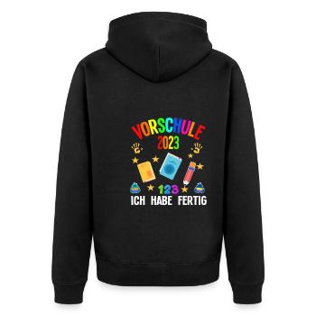 Vorschule 2023 Abschluss Vorschüler Geschenk - Unisex Premium Bio Zip Hoodie - Schwarz - Hinten - Nico (187cm)