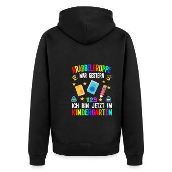 Kindergarten Anfang Kita-Start Geschenk - Unisex Premium Bio Zip Hoodie - Schwarz - Hinten - Nico (187cm)