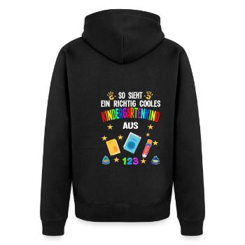 Kindergarten Anfang Kindergartenanfänger Geschenk - Unisex Premium Bio Zip Hoodie - Schwarz - Hinten - Nico (187cm)