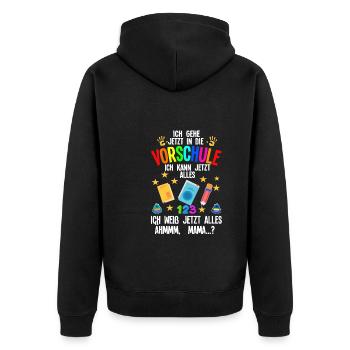 Vorschule Anfang Vorschüler Geschenk - Unisex Premium Bio Zip Hoodie - Schwarz - Hinten - Nico (187cm)