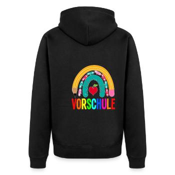 Vorschule Regenbogen Vorschulkind Geschenk - Unisex Premium Bio Zip Hoodie - Schwarz - Hinten - Nico (187cm)