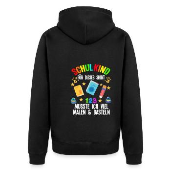 Schulkind Einschulung Schulbeginn Geschenk - Unisex Premium Bio Zip Hoodie - Schwarz - Hinten - Nico (187cm)