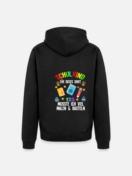 Schulkind Einschulung Schulbeginn Geschenk - Unisex Premium Bio Zip Hoodie - Schwarz