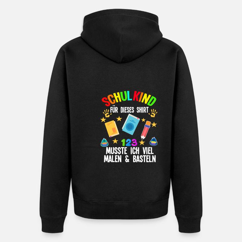 Schulkind Einschulung Schulbeginn Geschenk - Unisex Premium Bio Zip Hoodie - Schwarz