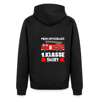 1.Klasse Feuerwehr Schulanfänger Geschenk - Unisex Premium Bio Zip Hoodie - Schwarz - Hinten - Nico (187cm)