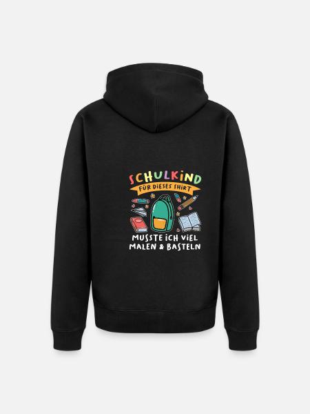 Schulkind Bagger Schulanfänger Geschenk - Unisex Premium Bio Zip Hoodie - Schwarz