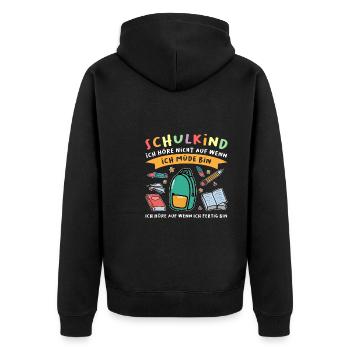 Schulkind Schulanfang Schulanfänger Geschenk - Unisex Premium Bio Zip Hoodie - Schwarz - Hinten - Nico (187cm)