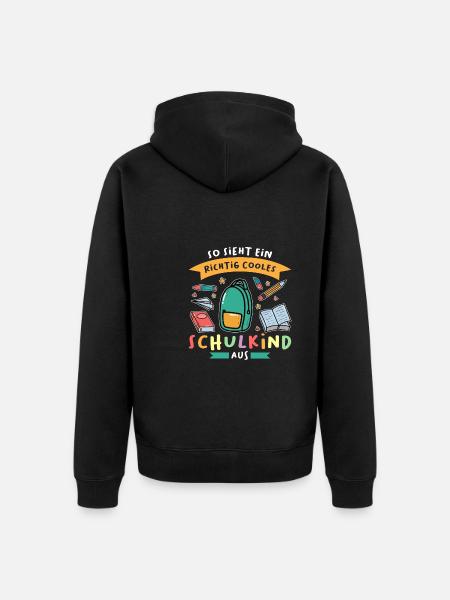 Schulkind Anfang Schulanfänger Geschenk - Unisex Premium Bio Zip Hoodie - Schwarz