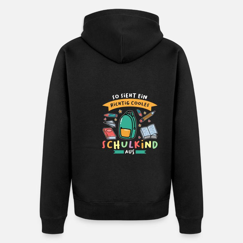 Schulkind Anfang Schulanfänger Geschenk - Unisex Premium Bio Zip Hoodie - Schwarz