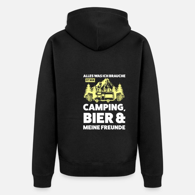 Campen Bier Wohnmobil Geschenk - Unisex Premium Bio Zip Hoodie - Schwarz