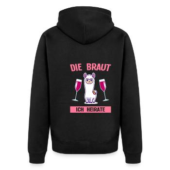 Braut Schaf Hochzeit Geschenk - Unisex Premium Bio Zip Hoodie - Schwarz - Hinten - Nico (187cm)